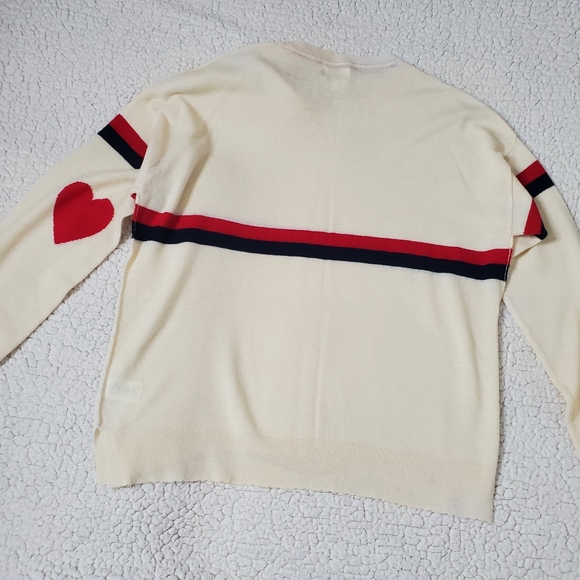 NWOT Sundry Stripes Heart Crewneck Sweater Wool-Cashmere Blend Size M - Picture 6 of 16